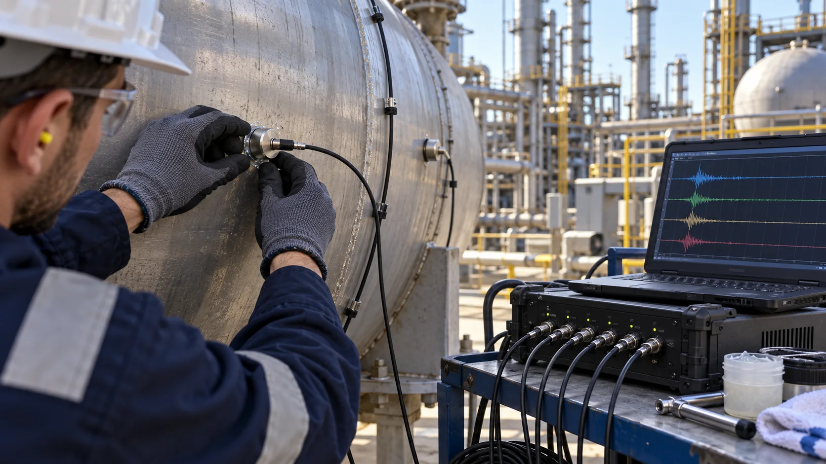 Acoustic emission sensors and data acquisition equipment